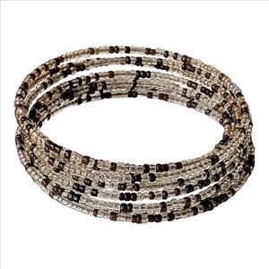 Vintage Beaded Coil Bangle Bracelet